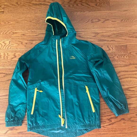 L.L. BEAN Kid's Wind and Rain Reflective Zipper Forest Green Jacket Size 8 - Picture 1 of 5